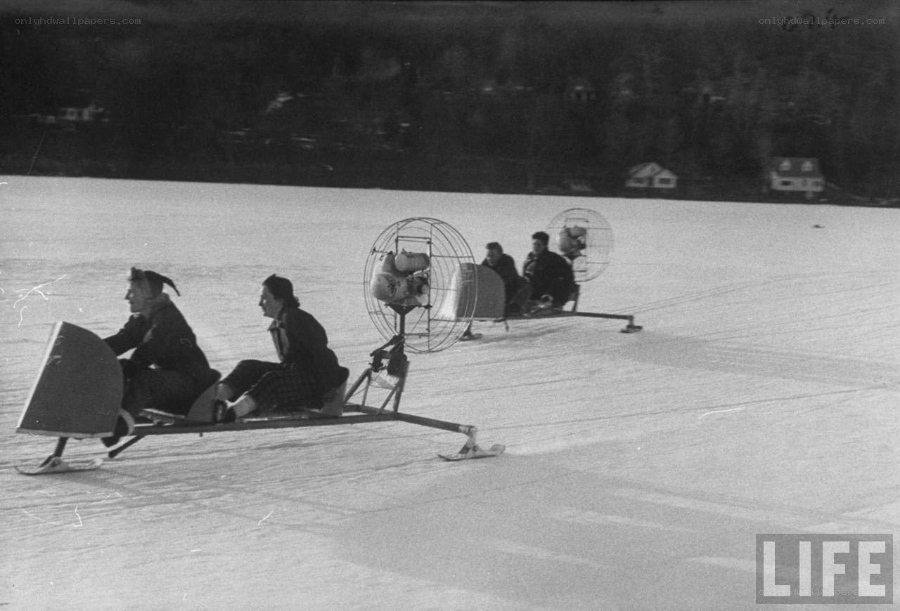 People on ice scooters