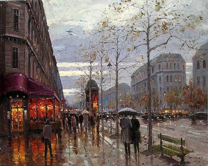 People on Rainy Street