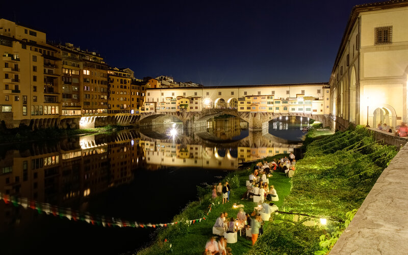 People on Riverbank at Night — Black