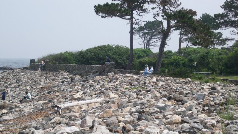 People on Rocky Shore
