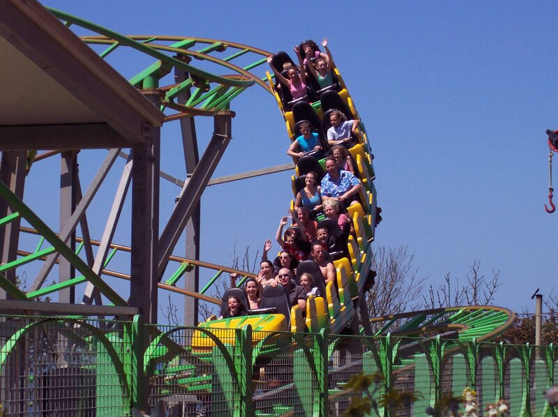 People on Roller Coaster — Green