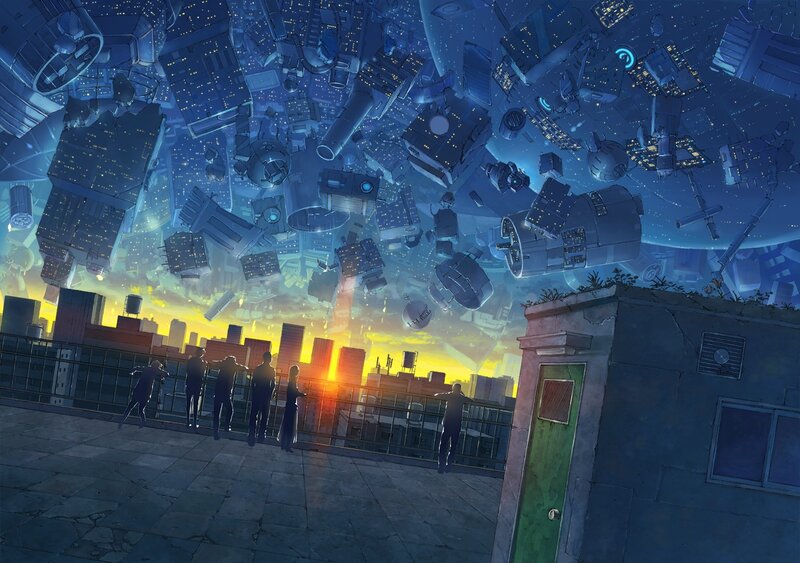 People on Rooftop at Sunset