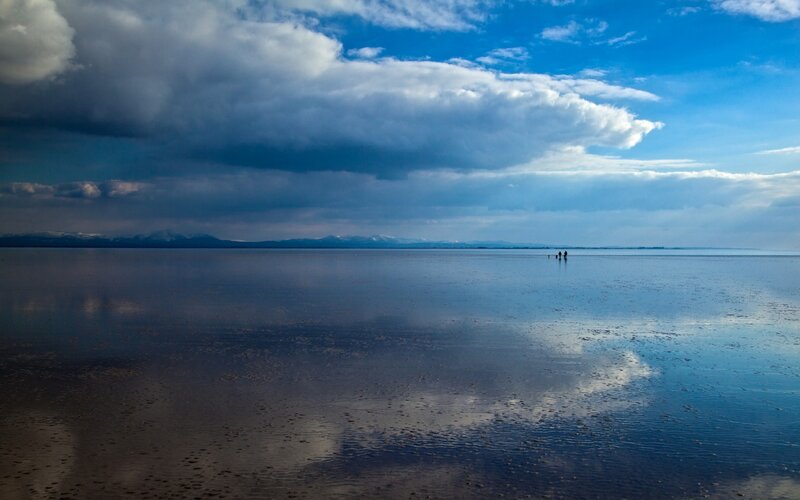 People on Salt Flat — Blue