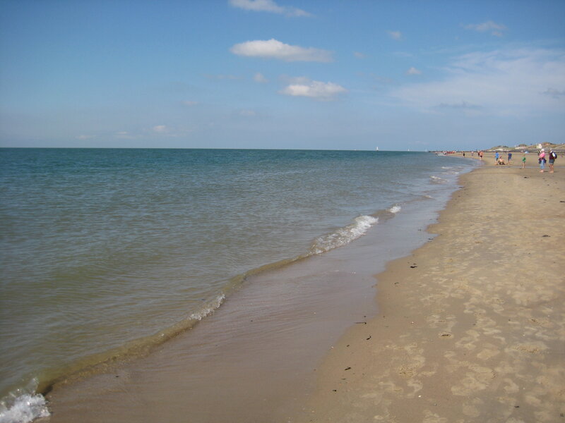 People on Sandy Beach — Blue, Calm