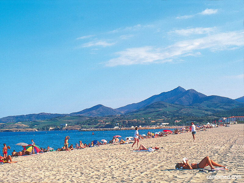 People on Sandy Beach — Blue