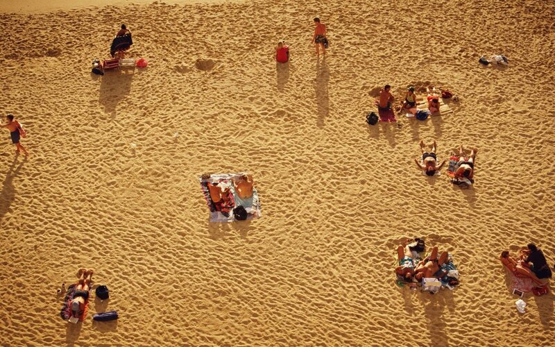 People on Sandy Beach — Brown, Relaxed