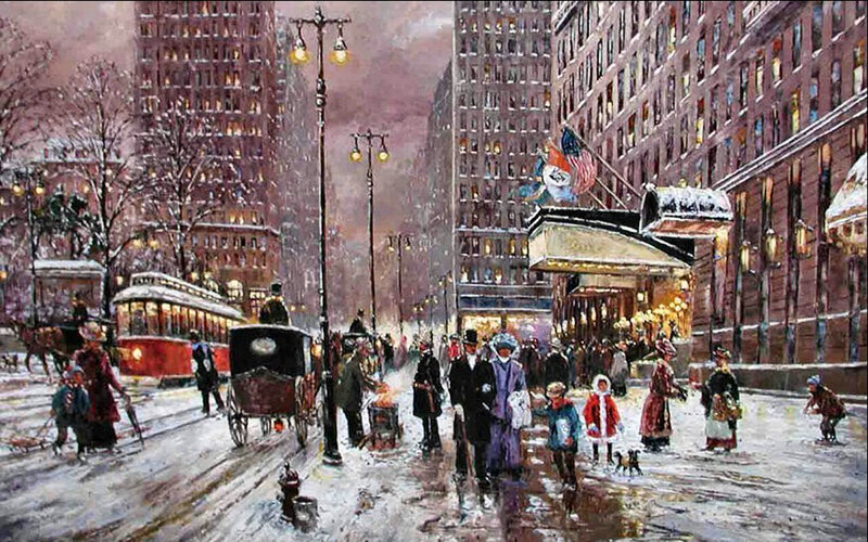 People on Snowy Street