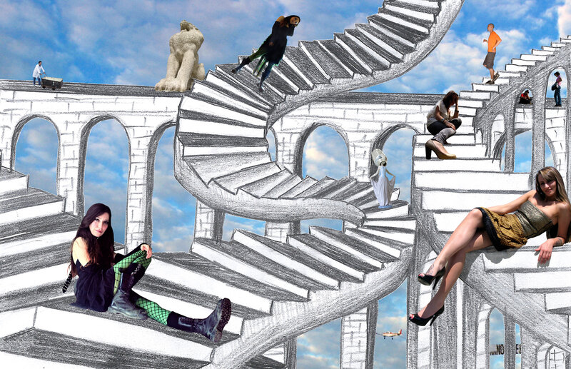 People on Spiral Stairs