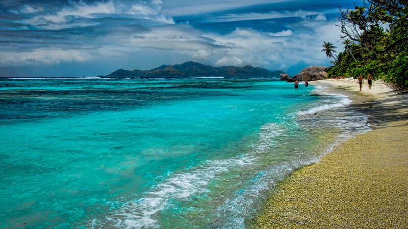 People on Tropical Beach — Blue, Dramatic