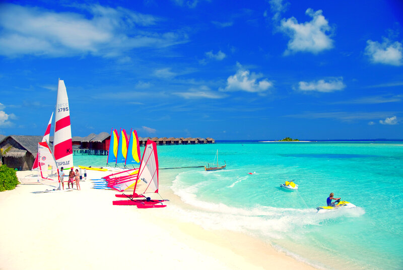 People on Tropical Beach — Blue, Serene, Afternoon