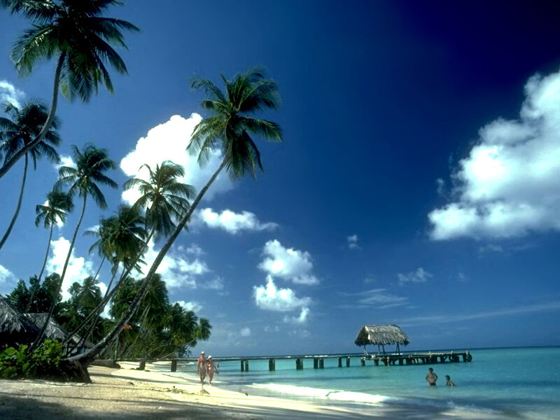 People on Tropical Beach — Blue