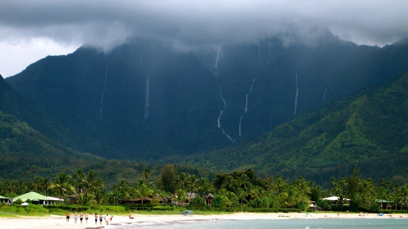 People on Tropical Beach — Green, Dramatic