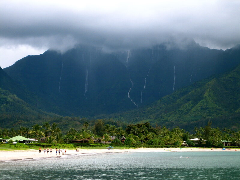 People on Tropical Beach — Green