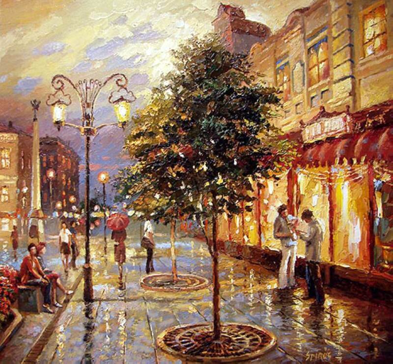 People on Wet Street