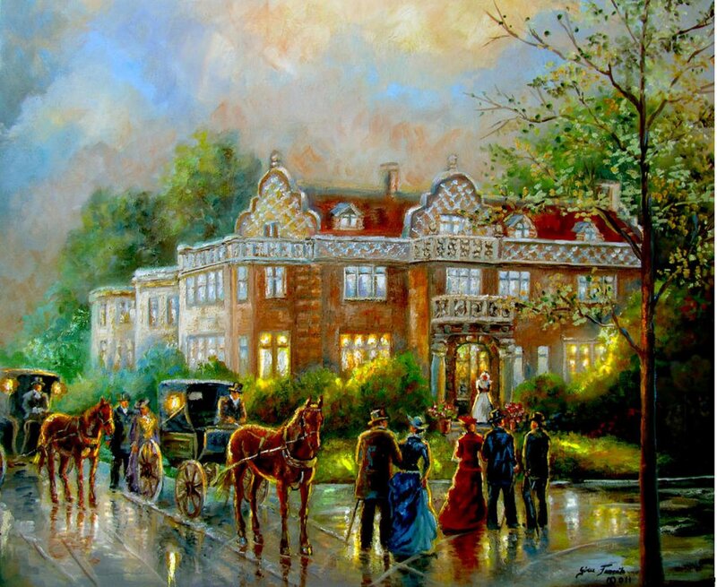 People Outside Mansion