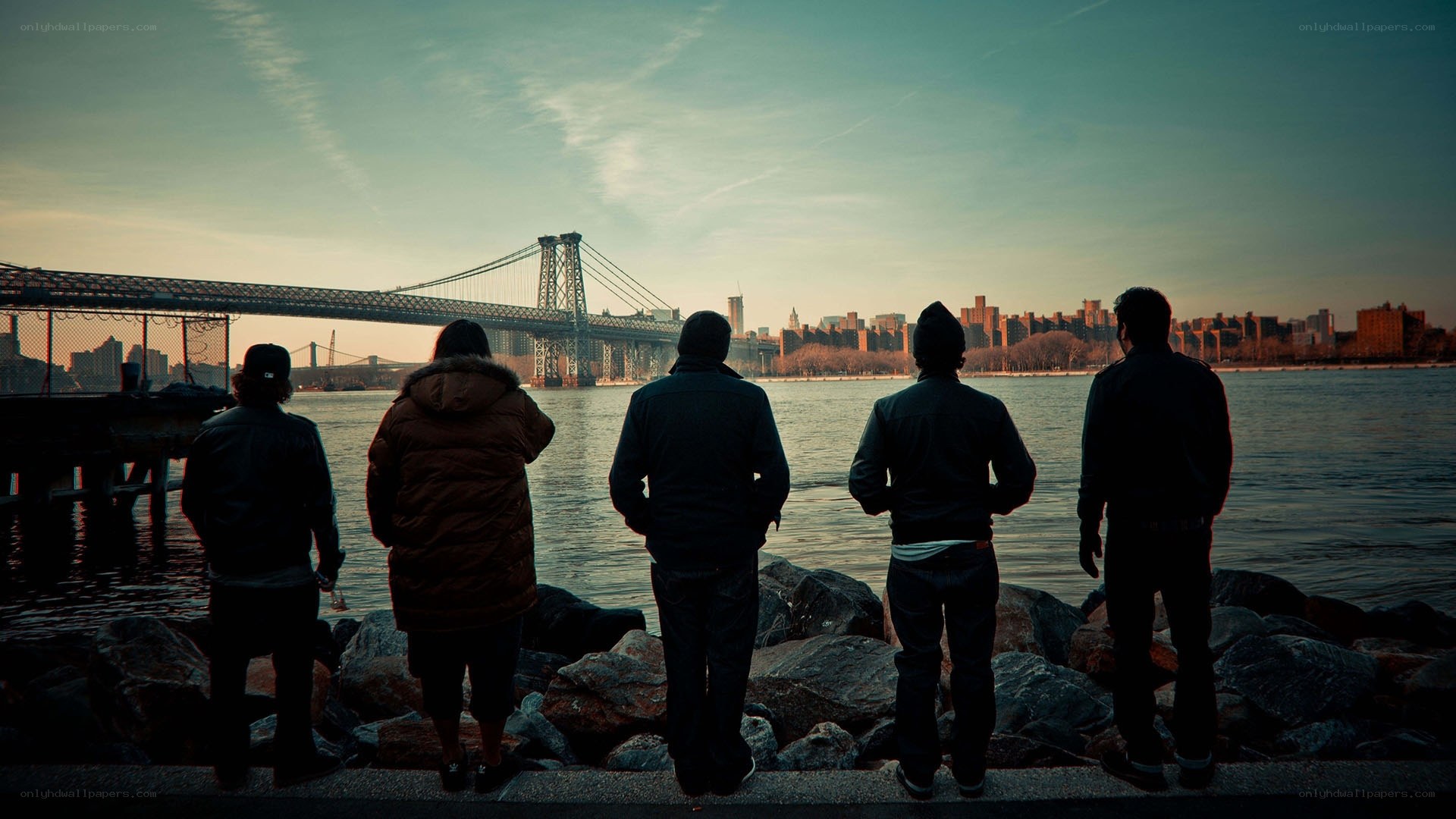 People overlooking a city skyline