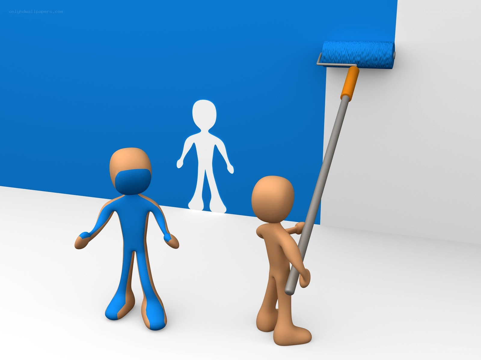 People painting a wall