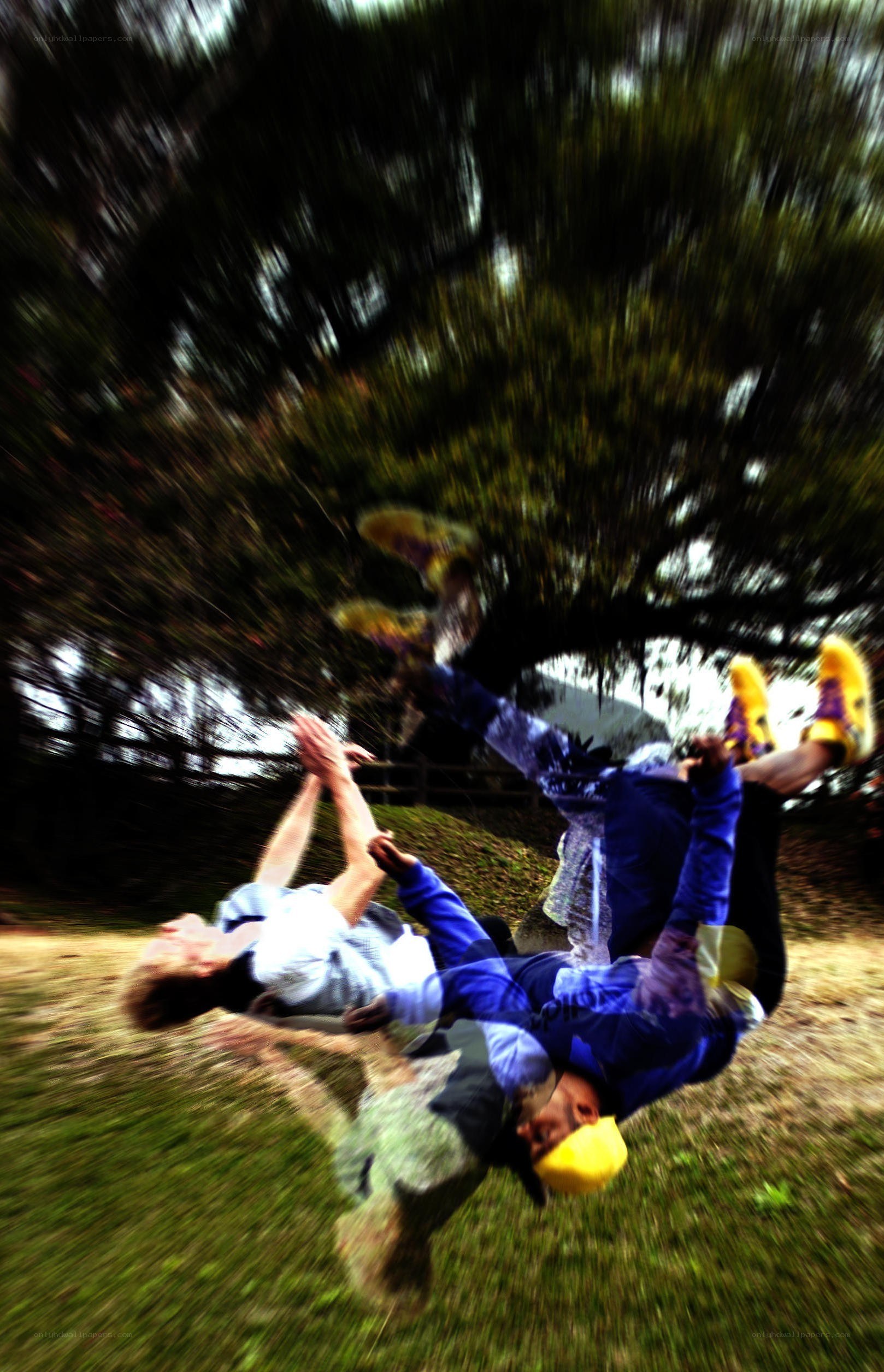 People performing acrobatics outdoors
