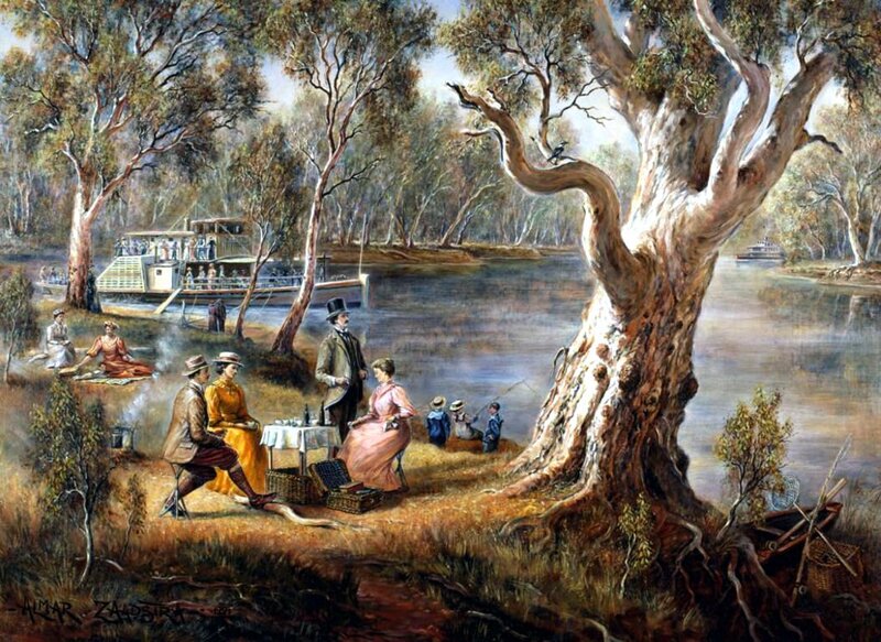 People Picnicking by River