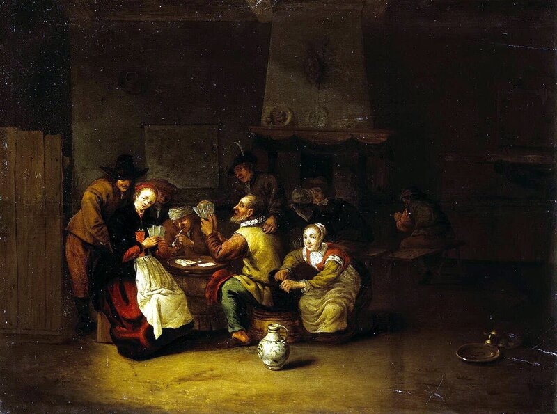 People playing cards in a tavern