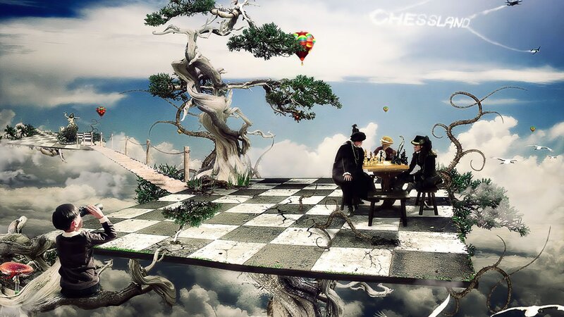 People Playing Chess on Floating Board