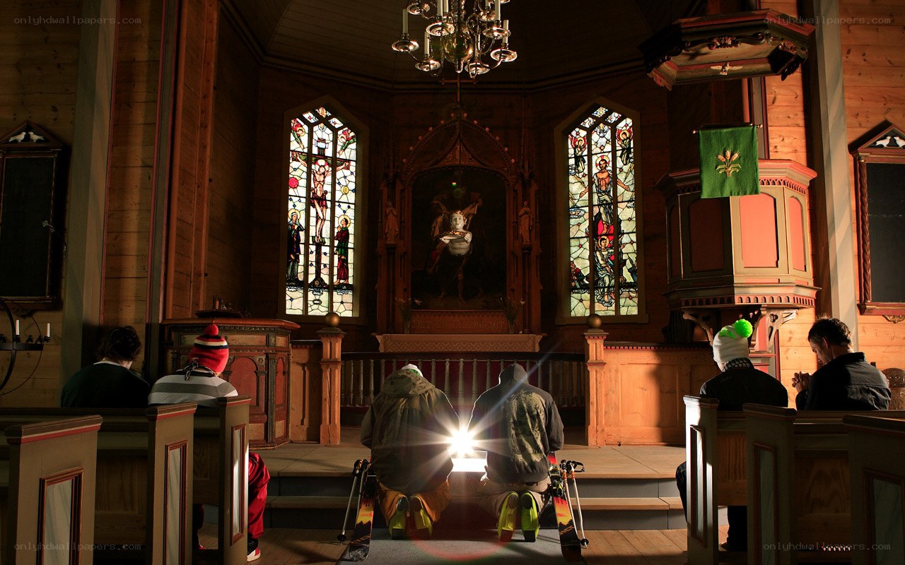 People praying in a church