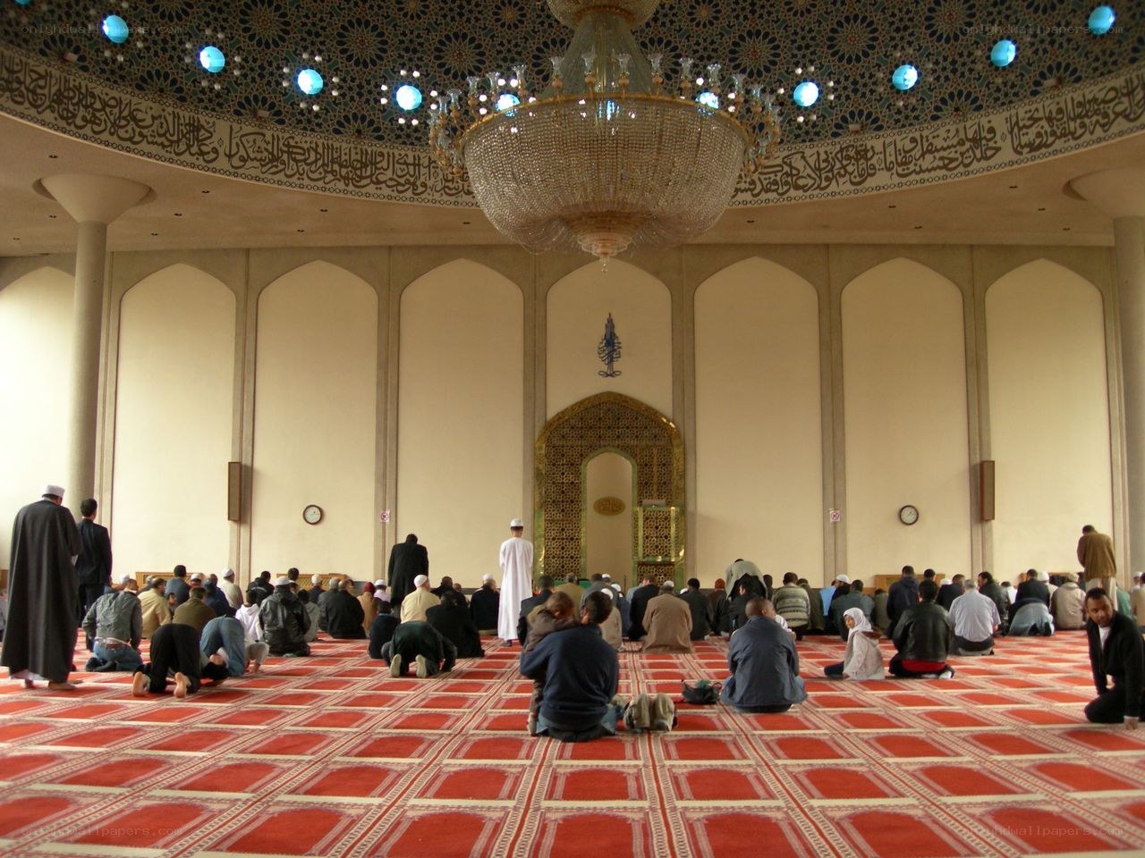 People praying in a mosque