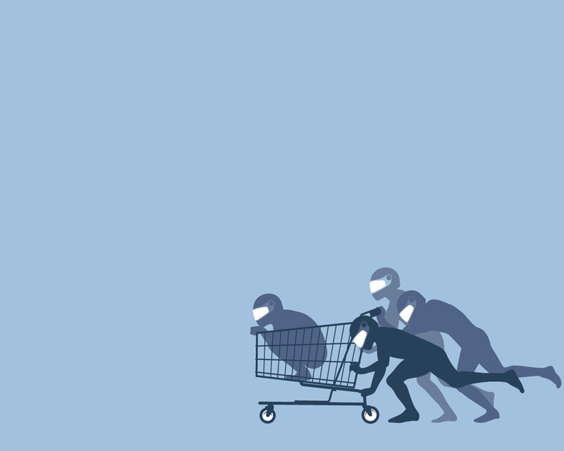 people pushing shopping cart