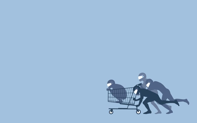 people pushing shopping cart