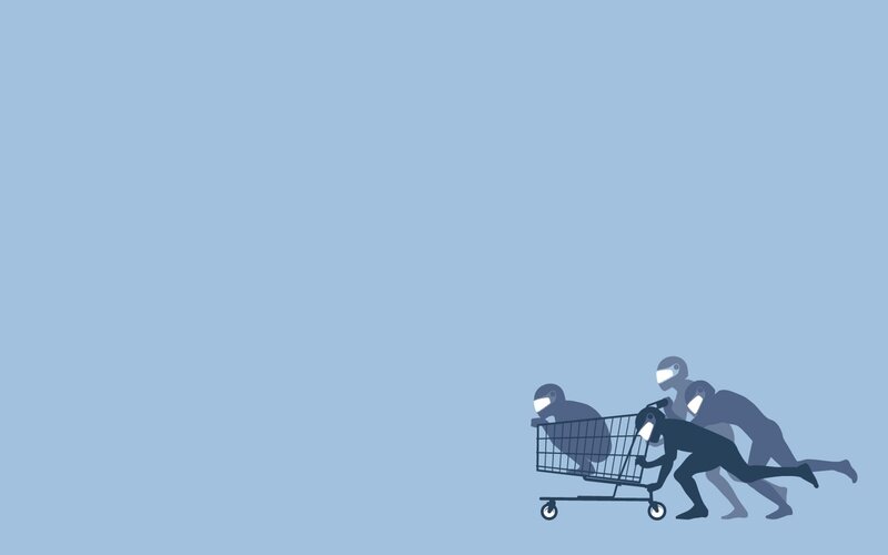people pushing shopping cart