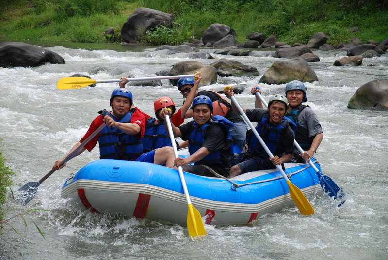 People Rafting on River — Blue, Active