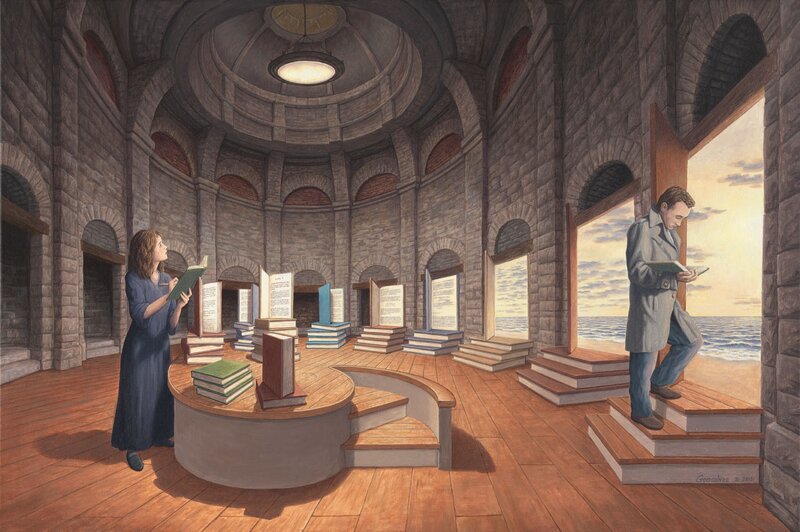 People Reading in Library