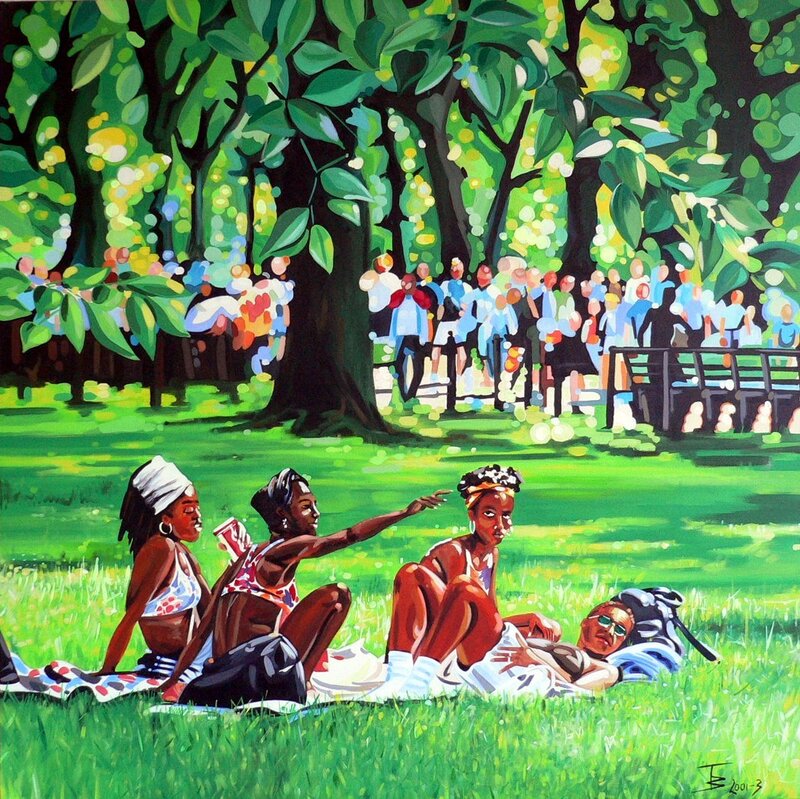 People relaxing in a park
