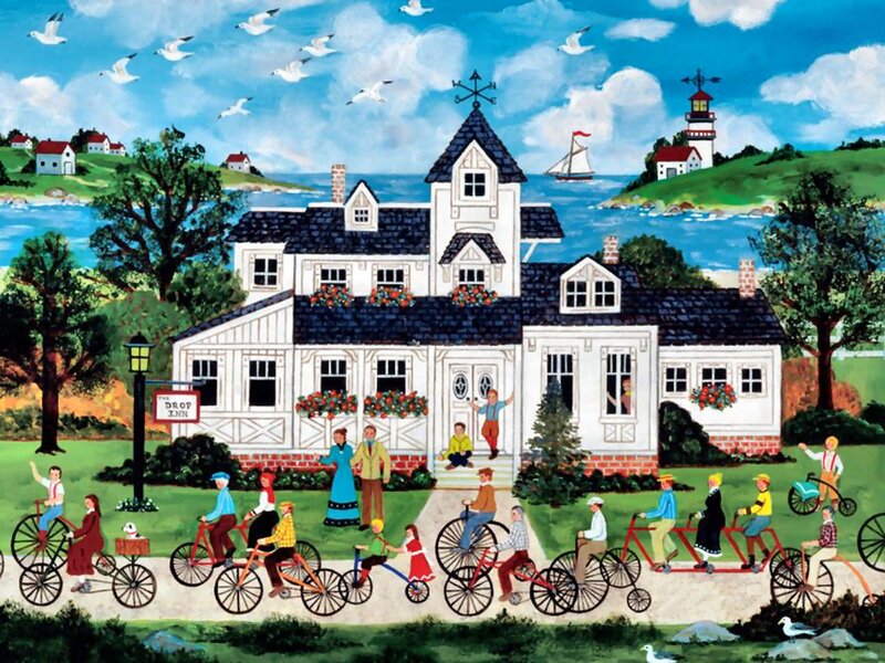 People Riding Bicycles — Blue