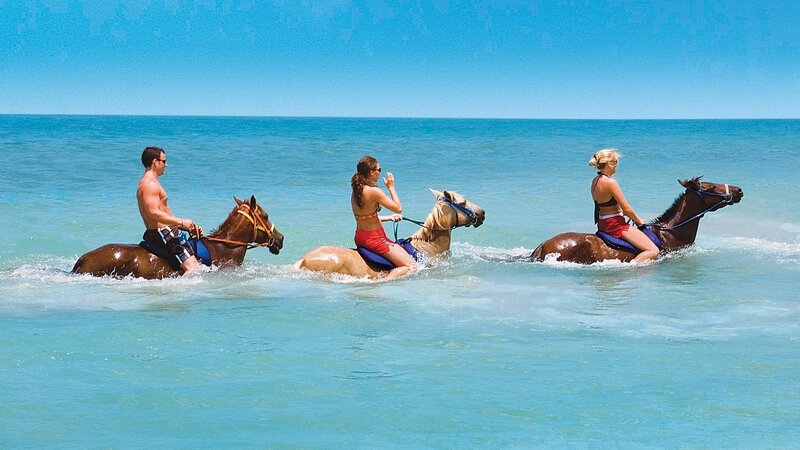 People Riding Horses — Blue, Serene, Afternoon