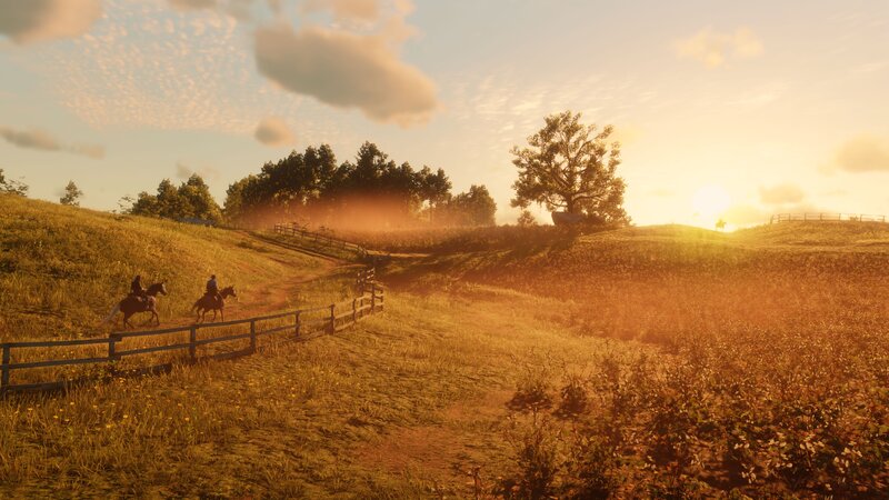 People Riding Horses — Golden
