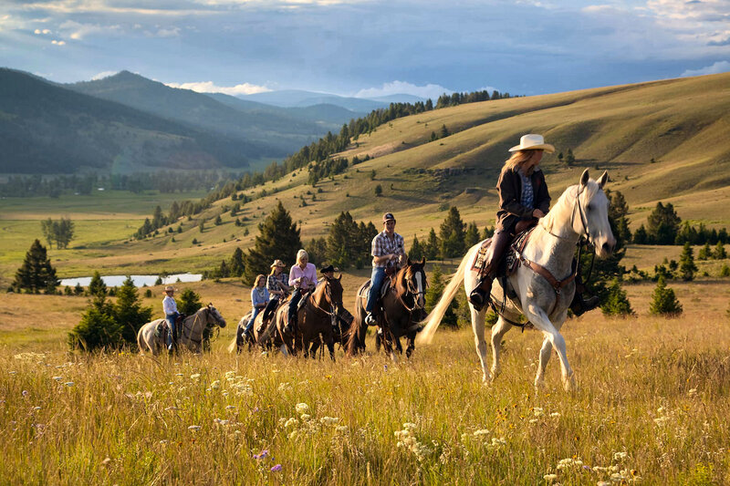 People Riding Horses — Green, Serene, Afternoon, Photograph