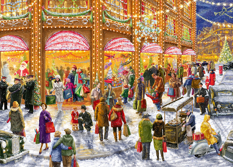 People Shopping in Snow
