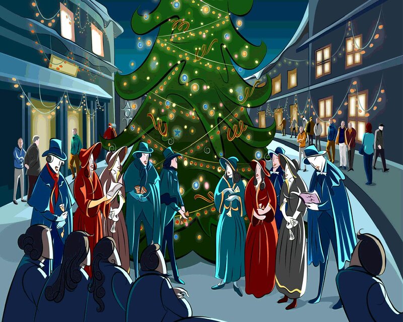 People Singing Near Christmas Tree