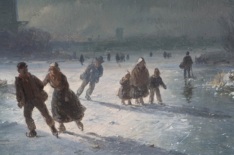 People skating on a frozen river