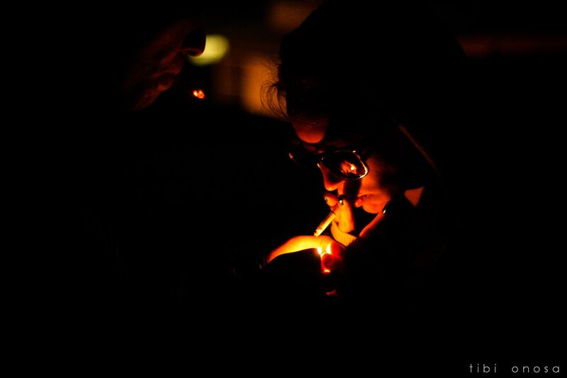 People smoking at night