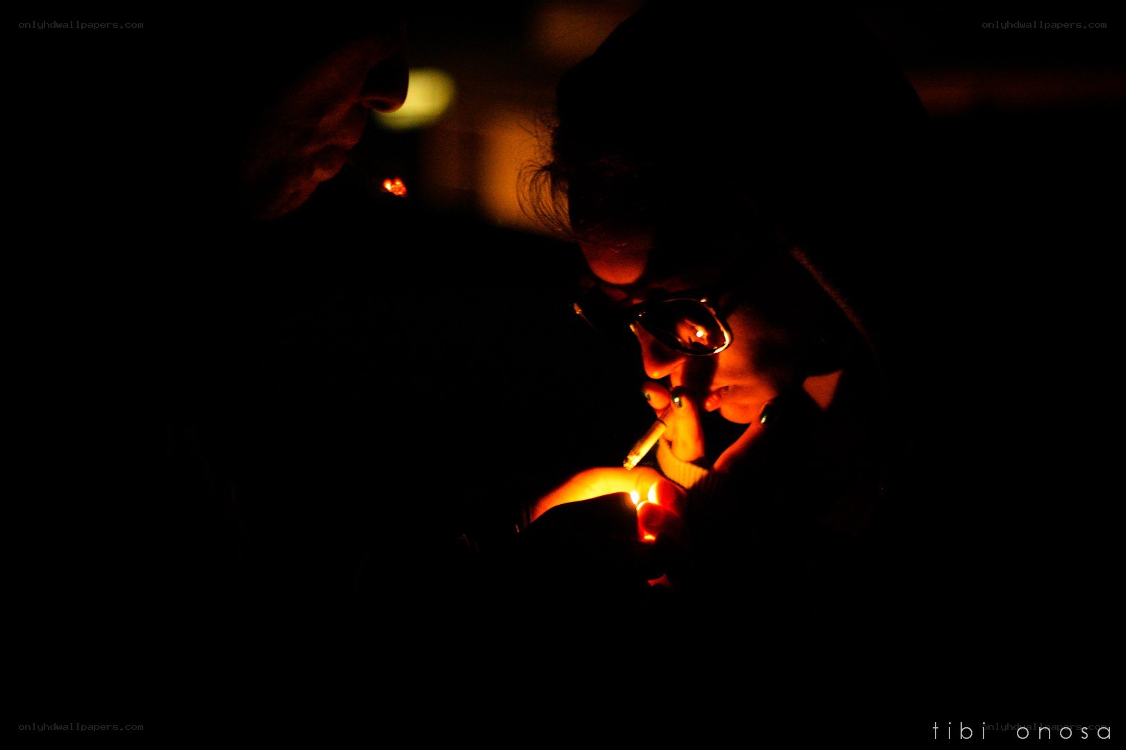 People smoking at night