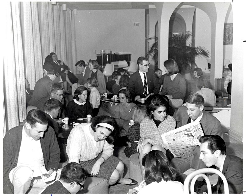 People socializing in a lounge