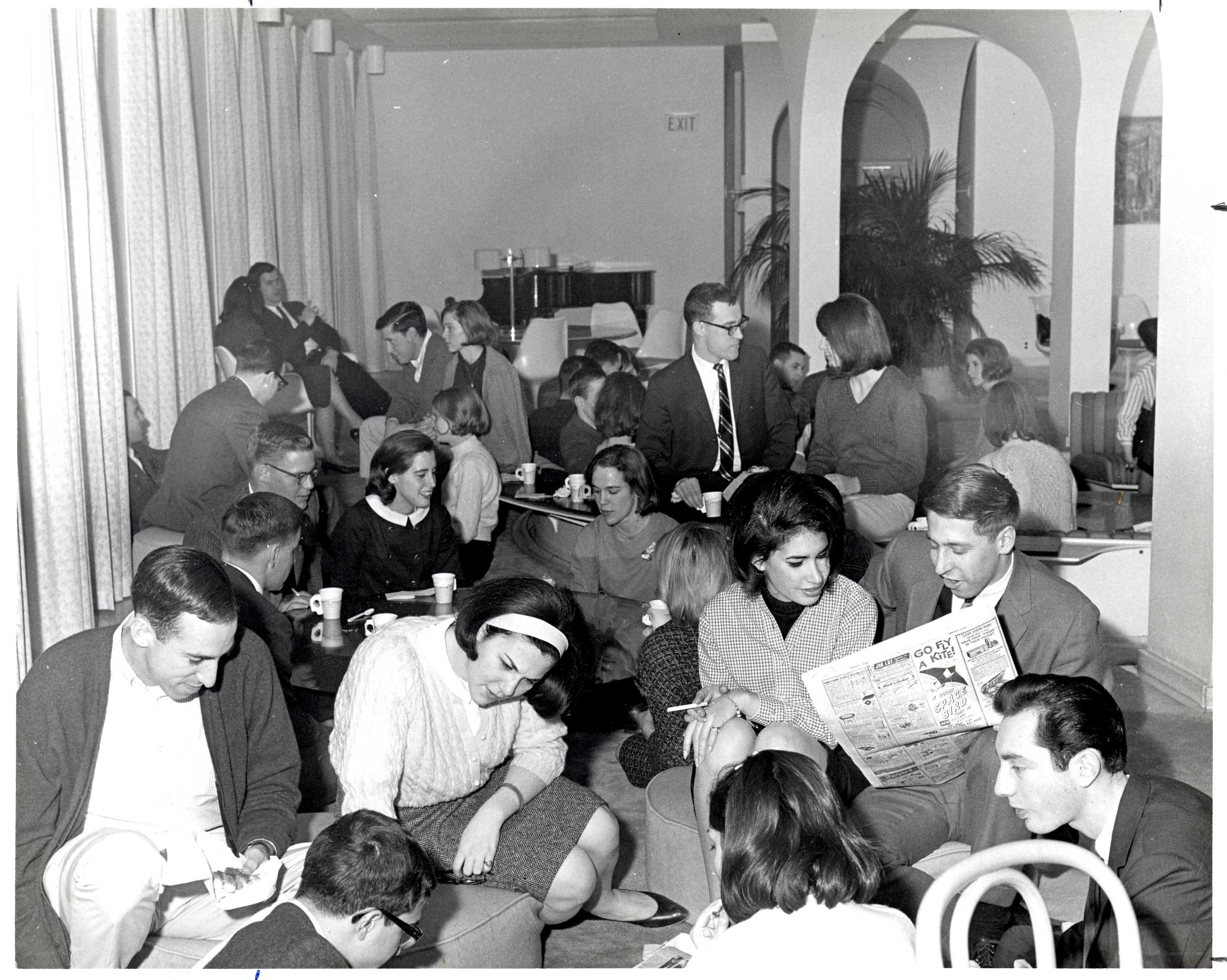 People socializing in a lounge