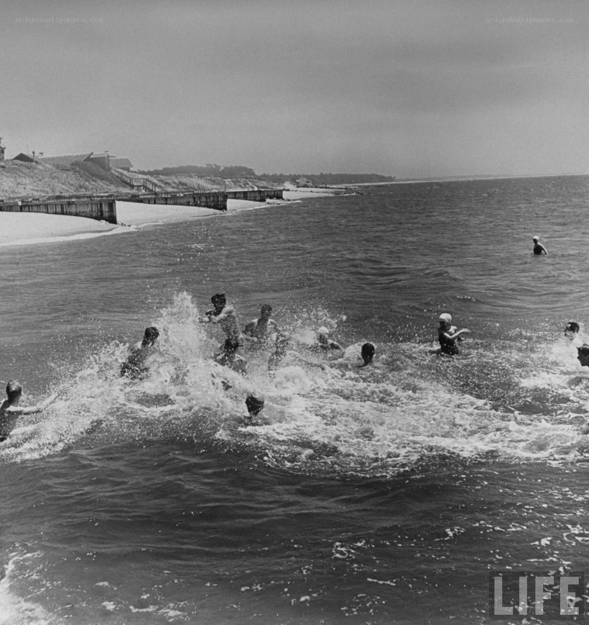 People swimming at the beach
