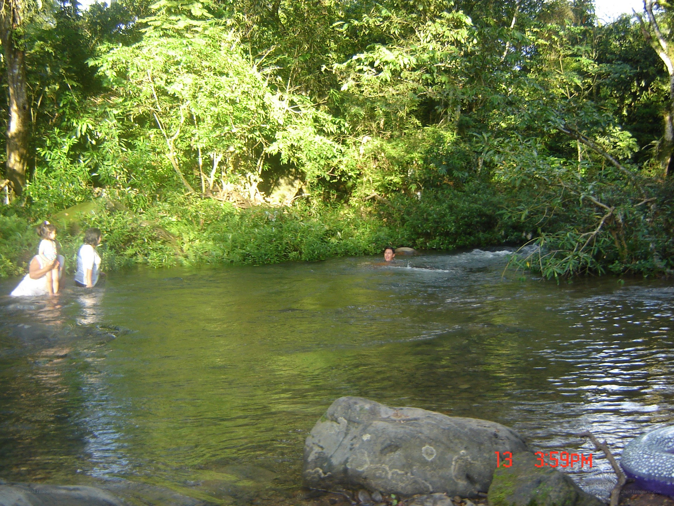 People swimming in a river
