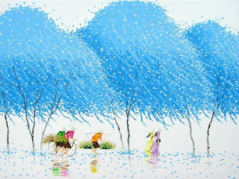 People under Blue Trees