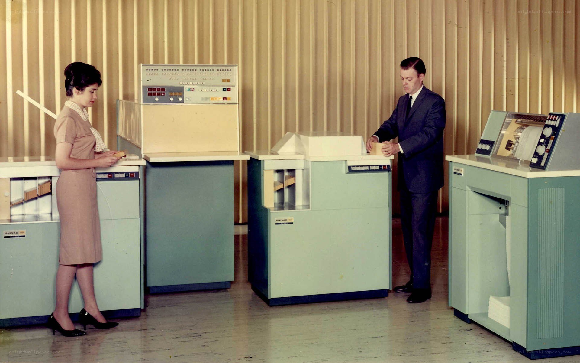 People using vintage computers