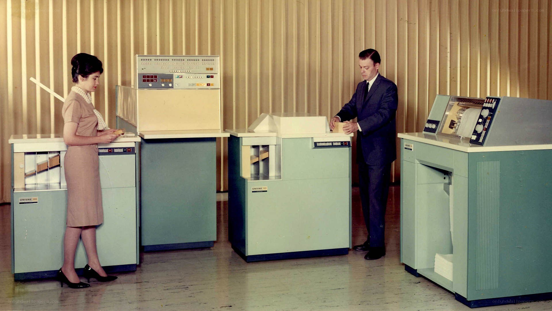 People using vintage computers