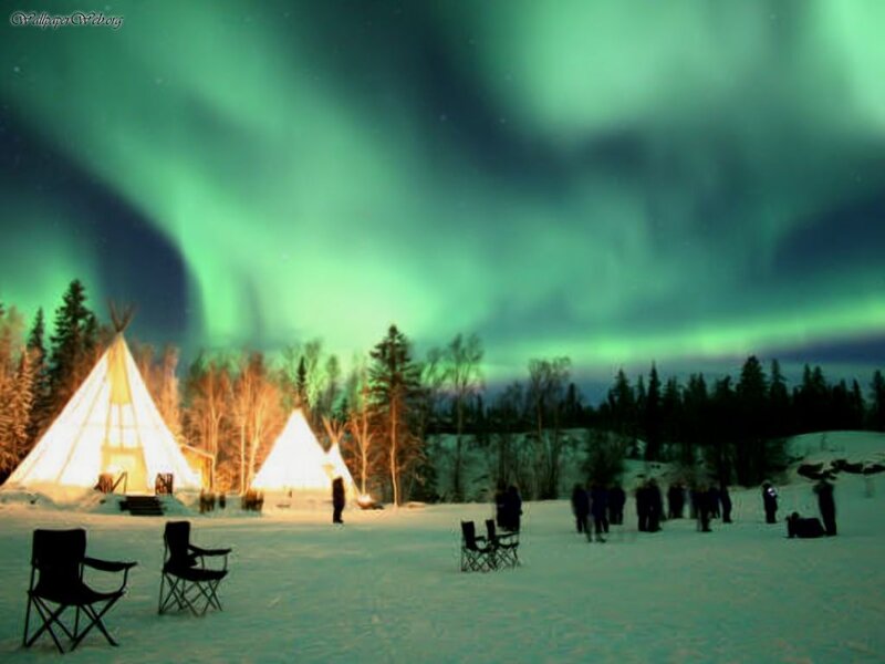 People Viewing Aurora Borealis
